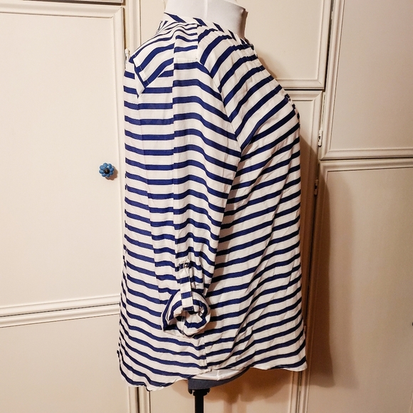 Grand & Greene Striped Roll-tab Tunic Top - Picture 2 of 8